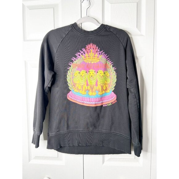 Horn Please! Black Lions 100% Cotton Crewneck Sweatshirt Women's Size Large L - Picture 1 of 8